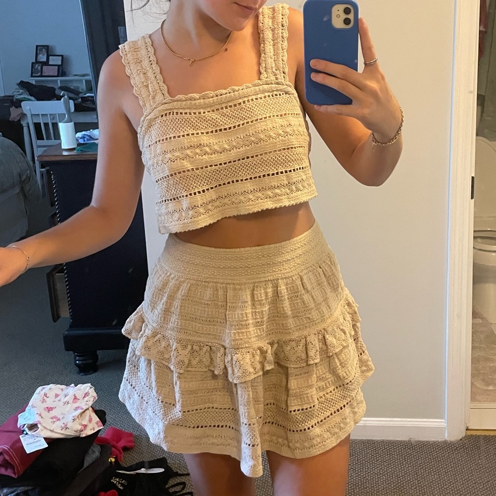 Aerie beige skirt set